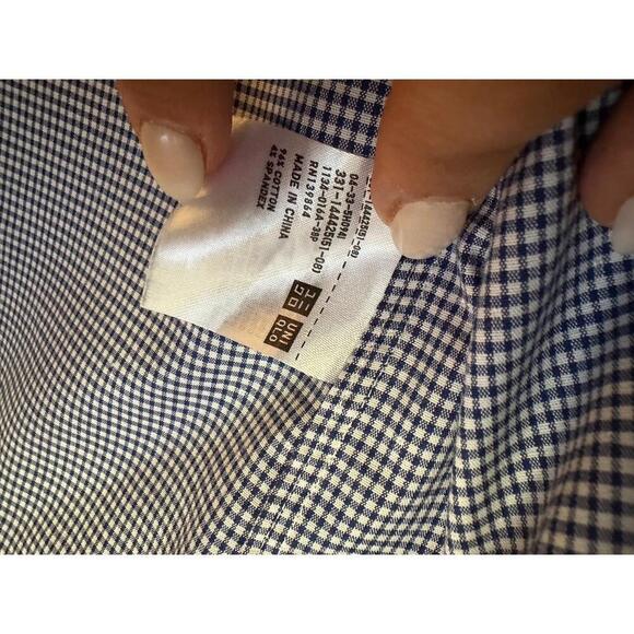 Uniqlo Blue Checkered Long Sleeve Button-Down Collared Shirt S - Picture 4 of 6